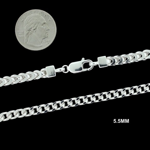 Real 925 SOLID Sterling Silver 5.5mm Franco Link Chain Necklace 24" inch - Picture 2 of 6